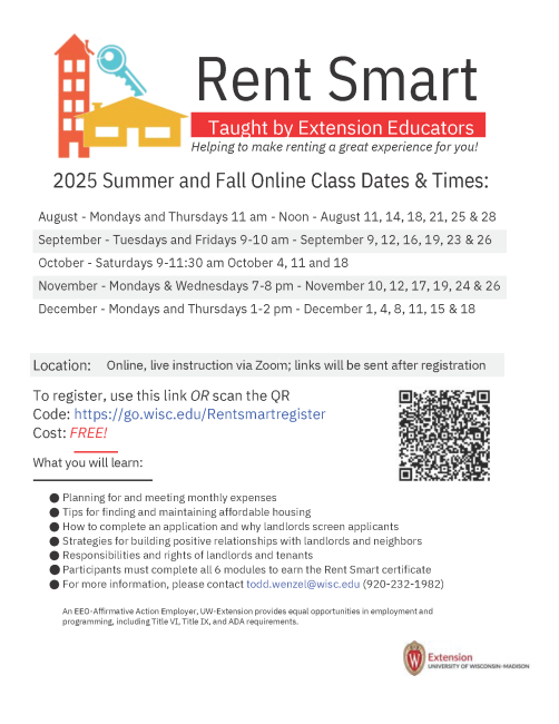 Rent Smart class flyer Summer-Fall 2025
